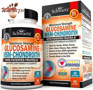 Glucosamine Chondroitin MSM Turmeric for Hip, Joint & Back Pain Relief. Anti Inf