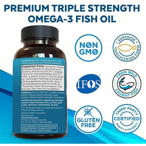 Viva Naturals Triple Strength Omega 3 Fish Oil 2200 mg Fish Oil 180 Softgels