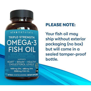 Viva Naturals Triple Strength Omega 3 Fish Oil 2200 mg Fish Oil 180 Softgels