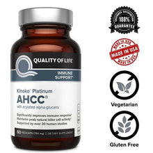 Load image into Gallery viewer, Quality of Life Premium Kinoko Platinum AHCC for Immune Support 750mg 60 Caps
