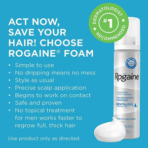 Men's Rogaine 5% Minoxidil Foam for Hair Loss and Hair Regrowth, Topical Treatme