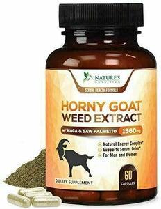 Horny Goat Weed Extra Strength 1560mg for Men  Women Aids Natural Desire Stamina