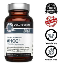 Load image into Gallery viewer, Quality of Life Premium Kinoko Platinum AHCC Immune Support 750mg 60 Veg Caps
