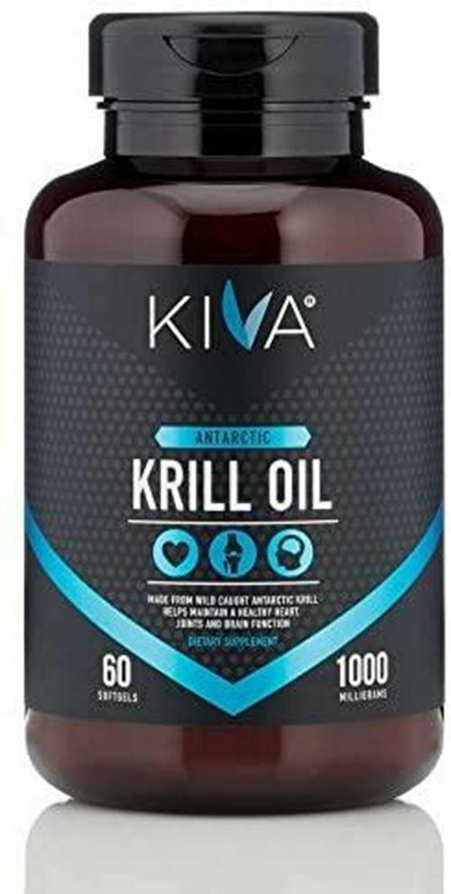 Kiva Pure Antarctic Krill Oil (60 Softgels)- 1000 mg High Concentration with Ast