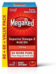 Omega-3 Krill Oil 350mg Softgels MegaRed (120 count in a bottle) EPA  DHA Omega-