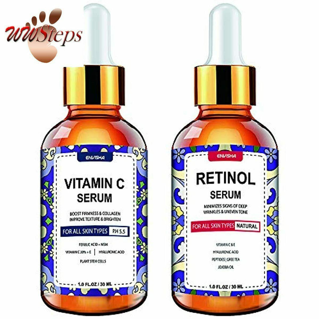 Wumal Day and Night Serum 2-Pack, Vitamin C Serum & Retinol Serum for Face with