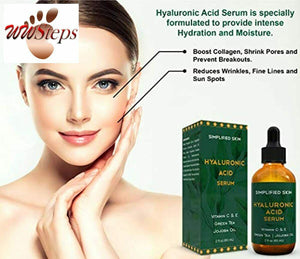 Hyaluronic Acid Serum for Face & Eyes (2 oz) with Vitamin C, E & Green Tea for A