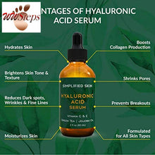 Load image into Gallery viewer, Hyaluronic Acid Serum for Face &amp; Eyes (2 oz) with Vitamin C, E &amp; Green Tea for A
