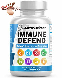 8 in 1 Immune System Booster Support Supplement w/ Vitamin D3 5000 IU, VIT C 100