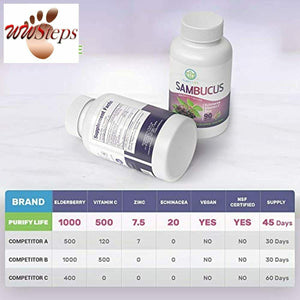 Sambucus Elderberry Capsules [3 Month Supply - 90ct] Immune Support w Vitamin C,