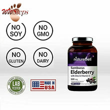 Load image into Gallery viewer, Sambucus Elderberry Capsules Immune Support, with Zinc and Vitamin C, 500mg,120
