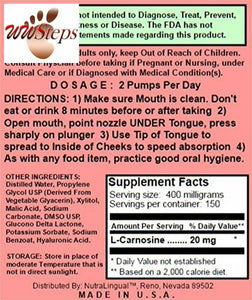 Maximum L-Carnosine 20 mg (Equivalent to 500 mg Oral Dose) 150 Day Sublingual Li