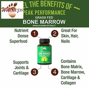 Grass Fed Bone Marrow - Whole Bone Extract Supplement 180 Capsules by Peak Perfo